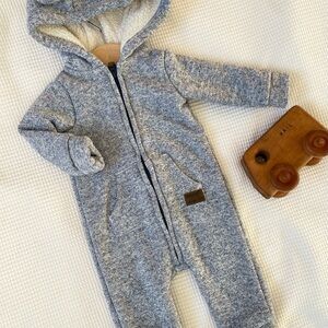 Knit lined Cozy Gray Hooded Kids One Piece